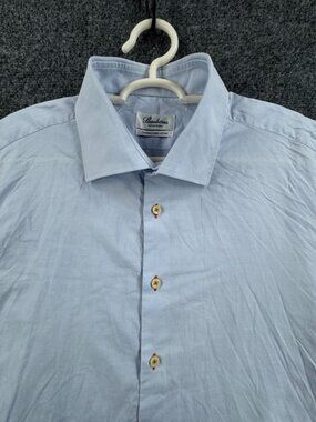 Stenstroms Cotton Fitted Body Twofold Super 17.5 Blue Button Up Long Sleeve Mens